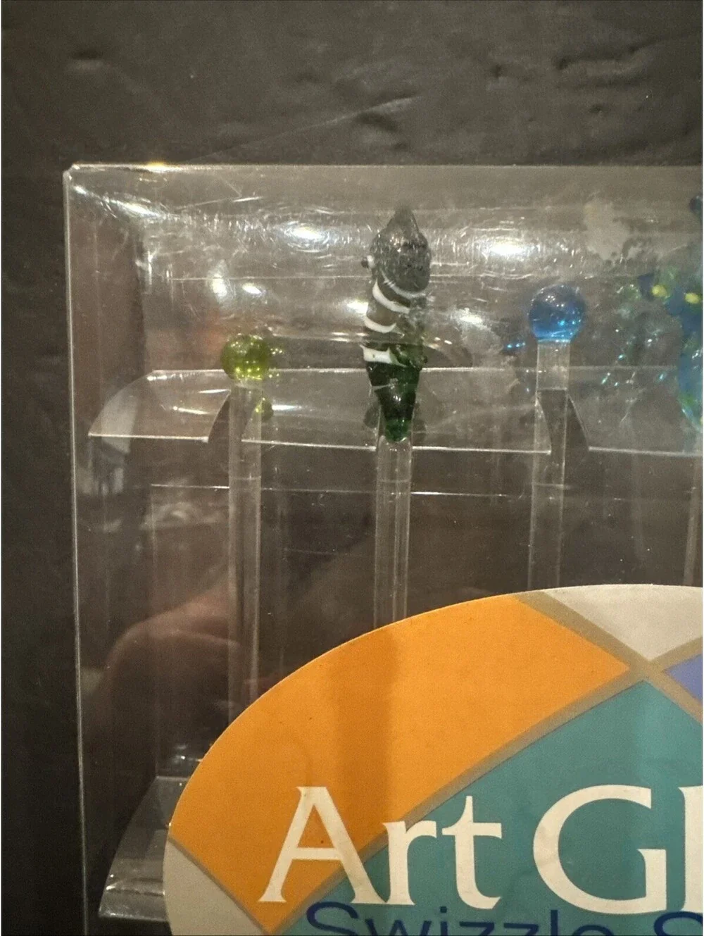 NEW HAND BLOWN GLASS SWIZZLE STICKS SET OF 6 TROPICAL FISH